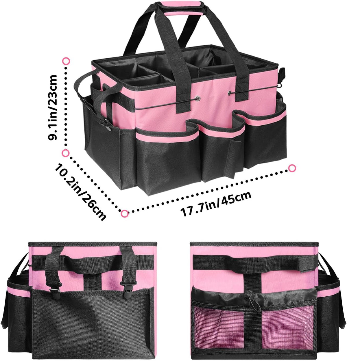 Cleaning Caddy Bag Wearable,Cleaning Caddy Supplies Organizer(Pink)
