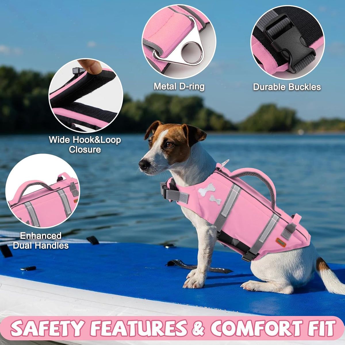 Dog Life Jacket, Adjustable Sports Style Swim Vests for Boating