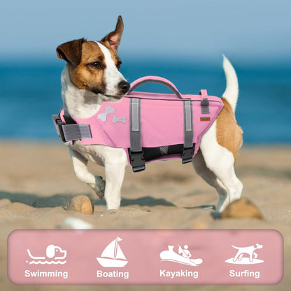 Dog Life Jacket, Adjustable Sports Style Swim Vests for Boating