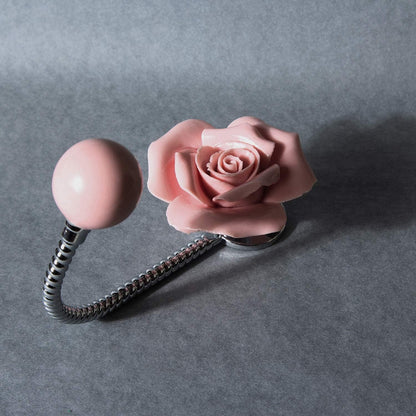 3D Flower Ceramic Wall Coat Hook, 2Pcs Rose Pink Set