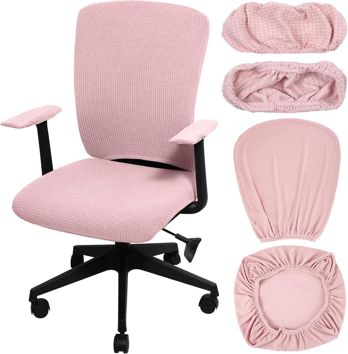 4 Pcs Office Chair Covers Stretchable Armrest Seat,XL,Pale Pink