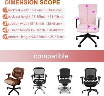 4 Pcs Office Chair Covers Stretchable Armrest Seat,XL,Pale Pink