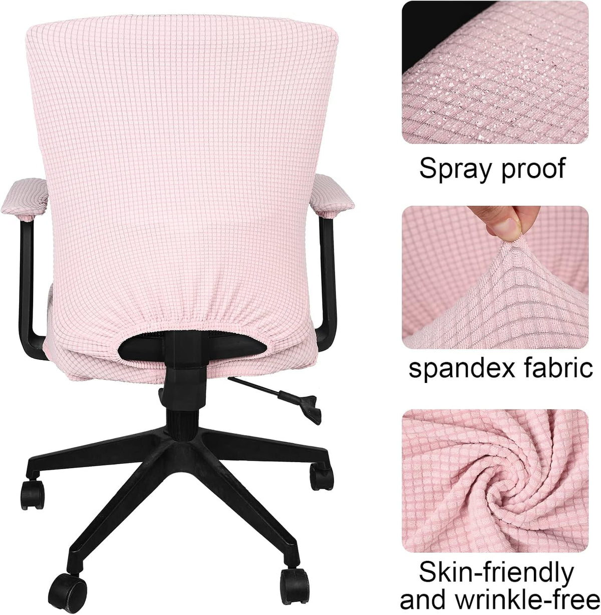 4 Pcs Office Chair Covers Stretchable Armrest Seat,XL,Pale Pink