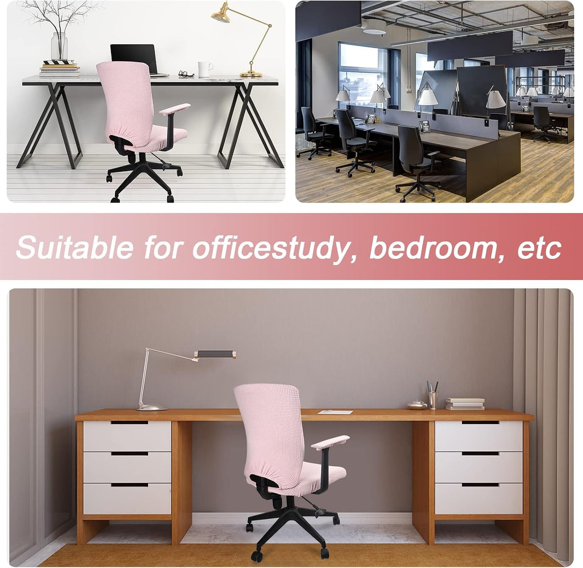 4 Pcs Office Chair Covers Stretchable Armrest Seat,XL,Pale Pink