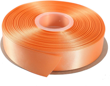 ITIsparkle 1" Inch Double Faced Satin Ribbon 50 Yards-Roll Set for Gift Wrapping Scrap Books Party Favor Hair Braids Baby Shower Decoration Floral Arrangement Craft Supplies, Peach Ribbon