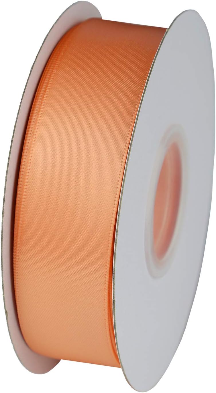 ITIsparkle 1" Inch Double Faced Satin Ribbon 50 Yards-Roll Set for Gift Wrapping Scrap Books Party Favor Hair Braids Baby Shower Decoration Floral Arrangement Craft Supplies, Peach Ribbon