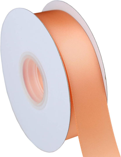 ITIsparkle 1" Inch Double Faced Satin Ribbon 50 Yards-Roll Set for Gift Wrapping Scrap Books Party Favor Hair Braids Baby Shower Decoration Floral Arrangement Craft Supplies, Peach Ribbon