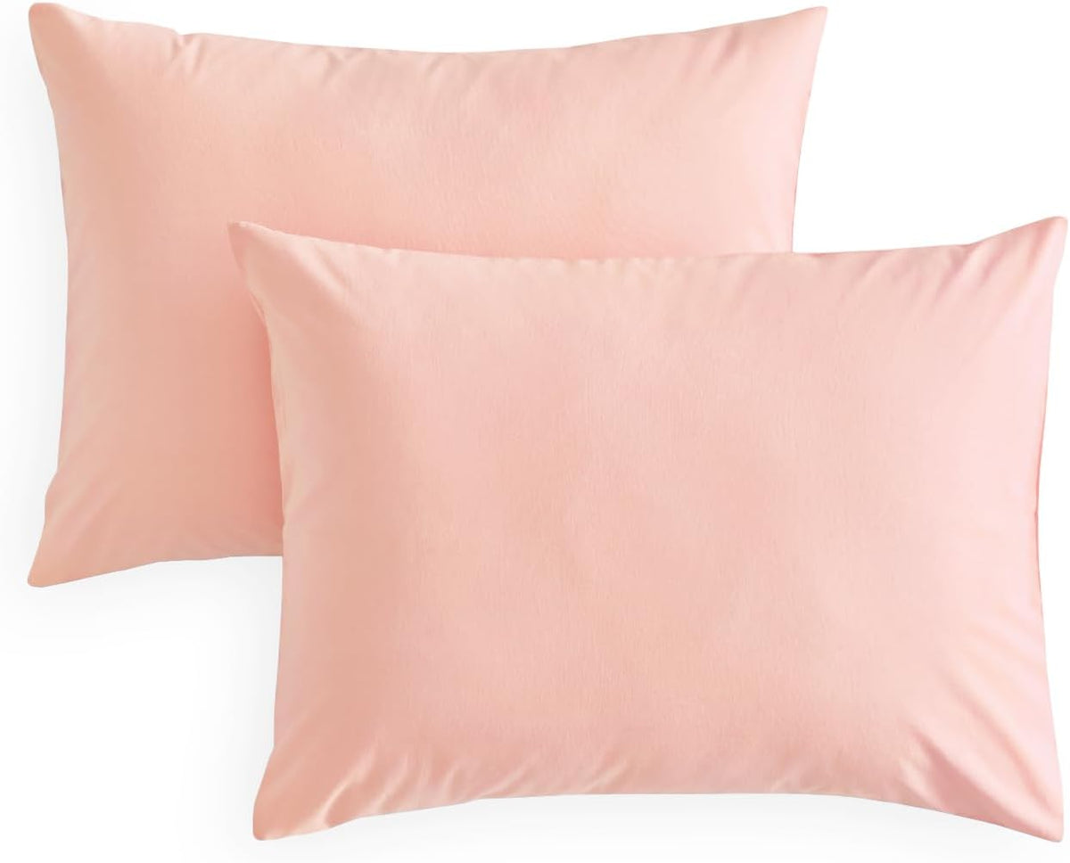 Cotton Pillow Cases, 100% Washed Cotton, Breathable Neutral Farmhouse, Set of 2 Pillowcases Pillow Shams Covers, Blush Pink, Standard Size 20x26 Inches
