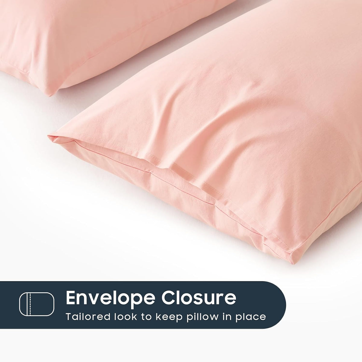 Cotton Pillow Cases, 100% Washed Cotton, Breathable Neutral Farmhouse, Set of 2 Pillowcases Pillow Shams Covers, Blush Pink, Standard Size 20x26 Inches