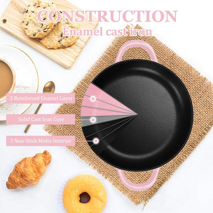 6QT Cast Iron Bread Dutch Oven for Sourdough Bread Baking, Pink