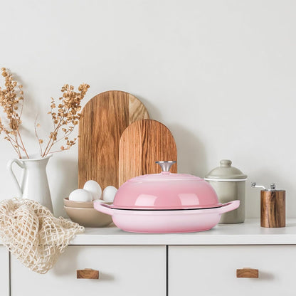 6QT Cast Iron Bread Dutch Oven for Sourdough Bread Baking, Pink