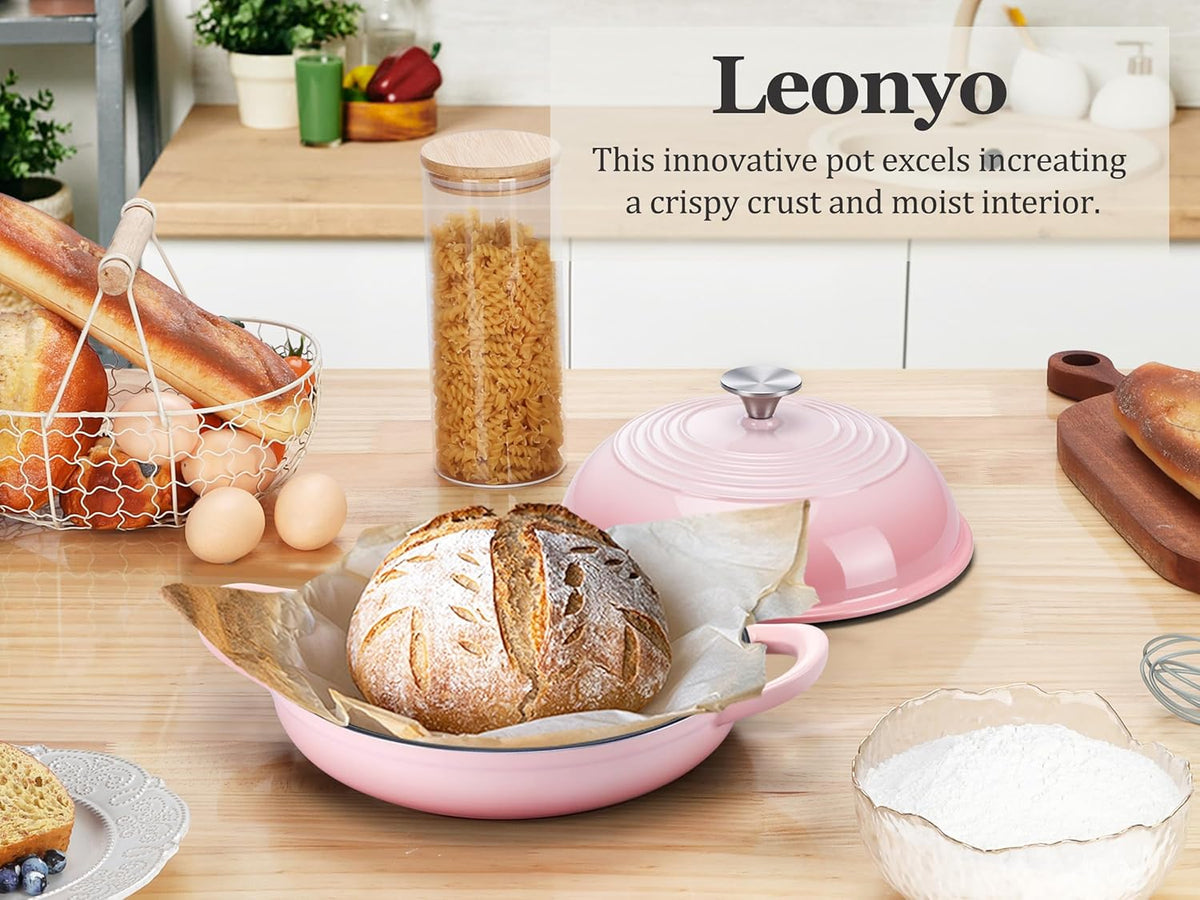 6QT Cast Iron Bread Dutch Oven for Sourdough Bread Baking, Pink