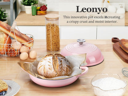 6QT Cast Iron Bread Dutch Oven for Sourdough Bread Baking, Pink
