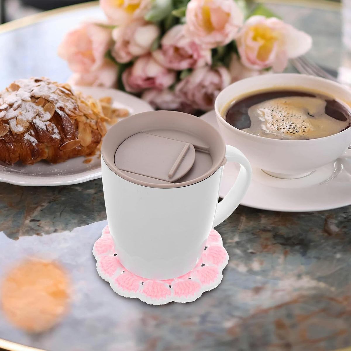 Cute Flower Crochet Drink Coaster for Table Setting Heat Protection