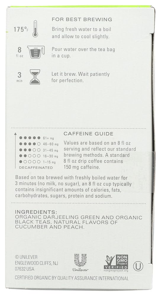 Tea Bag Organic Peachy Green Tea, 20 CT (Pack of 2)