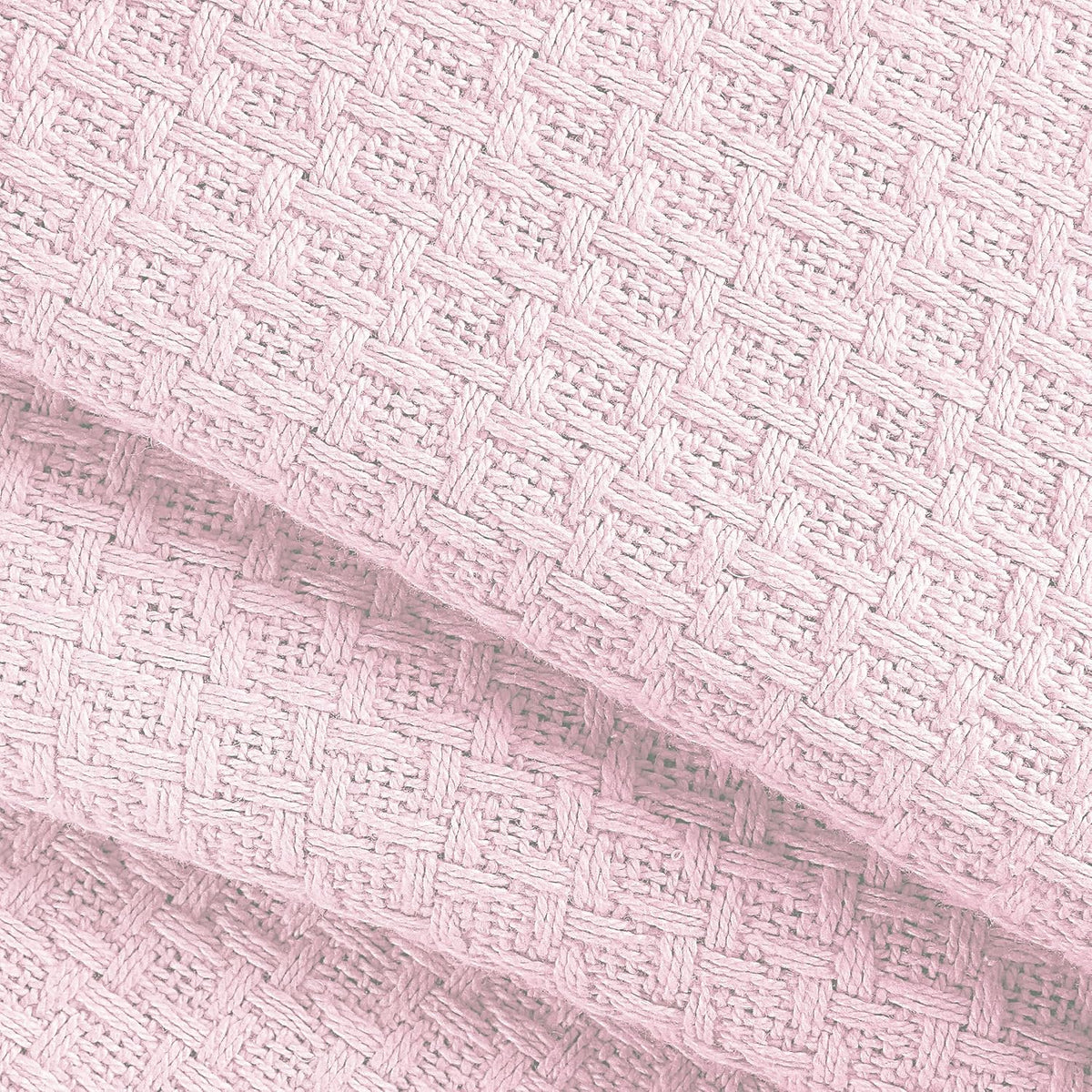 100% Cotton Bed Blanket, Breathable Bed Blanket Full Queen Size, Cotton Thermal Blankets Full Queen, Perfect for Layering Any Bed for All Season, Baby Pink