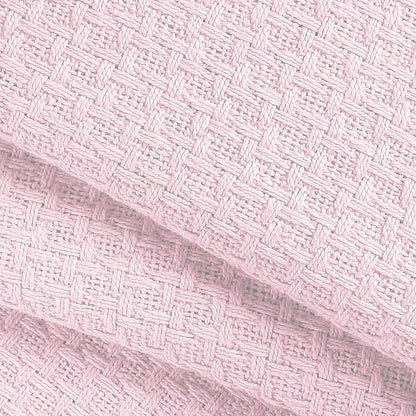 100% Cotton Bed Blanket, Breathable Bed Blanket Full Queen Size, Cotton Thermal Blankets Full Queen, Perfect for Layering Any Bed for All Season, Baby Pink