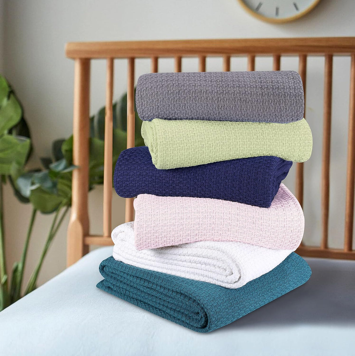 100% Cotton Bed Blanket, Breathable Bed Blanket Full Queen Size, Cotton Thermal Blankets Full Queen, Perfect for Layering Any Bed for All Season, Baby Pink