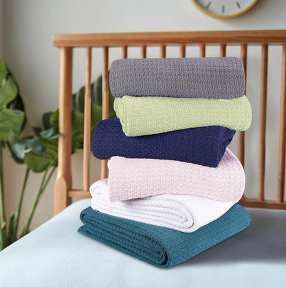 100% Cotton Bed Blanket, Breathable Bed Blanket Full Queen Size, Cotton Thermal Blankets Full Queen, Perfect for Layering Any Bed for All Season, Baby Pink