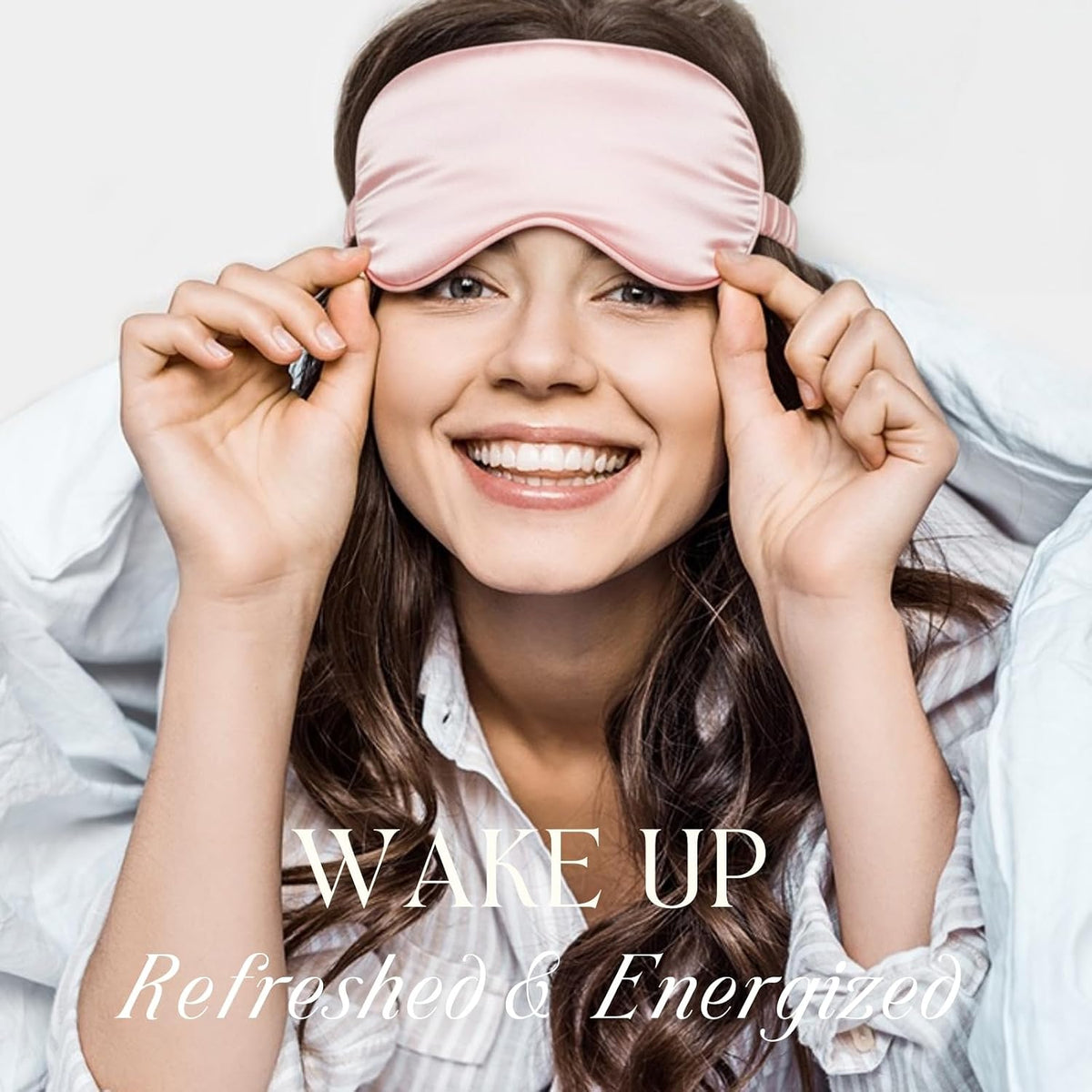 Pink Sleep Eye Mask, Blackout Silk Satin Travel Blindfold Set Women