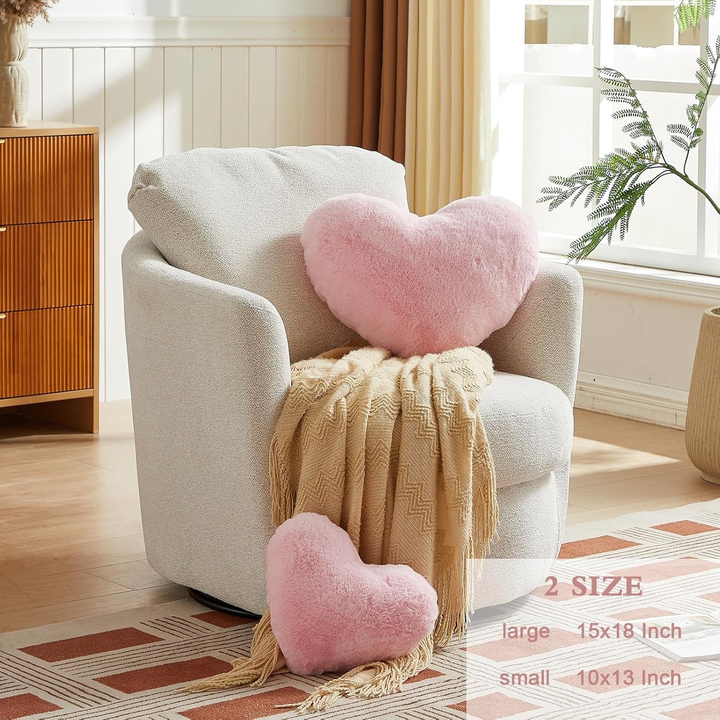 EastTree Heart Pillows, Light Pink Heart Shaped Pillows, Ultra Soft Extra-Large Fluffy Pillows, Love Throw Pillows Gifts, Women Girls Living Room Decor 15x18 Inch