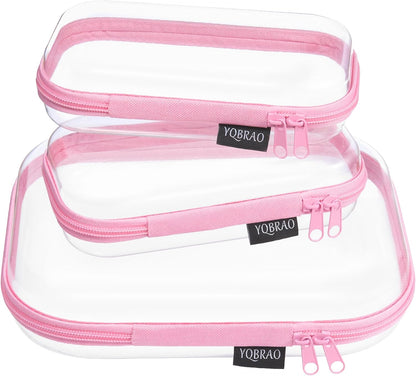 Clear Hard Shell Organizer Cases, 3-Pack, Pink
