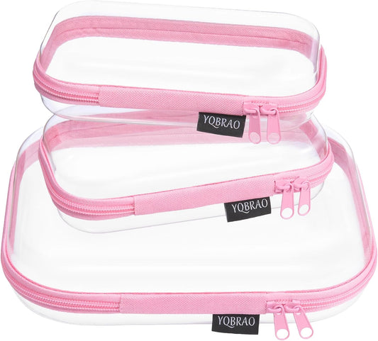 Clear Hard Shell Organizer Cases, 3-Pack, Pink