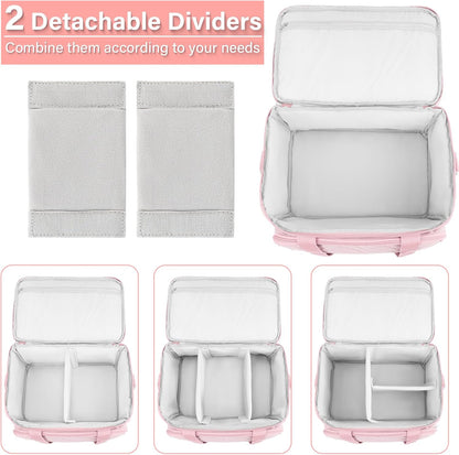 Double-Layer Sewing Organizer Bag with Detachable Pockets, Pink