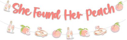 Peach Bachelorette Decorations, She Found Her Peach Banner Garland, Fruit Themed Bridal Shower Wedding Engagement Birthday Party Supplies