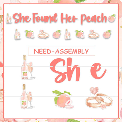 Peach Bachelorette Decorations, She Found Her Peach Banner Garland, Fruit Themed Bridal Shower Wedding Engagement Birthday Party Supplies