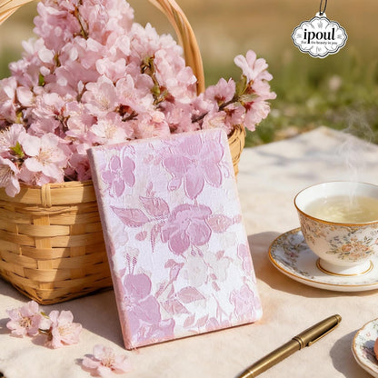 Pink Sketchbook, Cute Sketch Notebook, Drawing Journal, A5, Blank Pages, Unlined Paper, Hardcover, Lay Flat, Pretty Sketchbook for Women, Peach Flowers