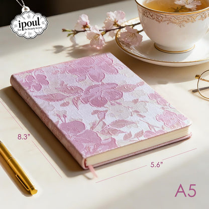 Pink Sketchbook, Cute Sketch Notebook, Drawing Journal, A5, Blank Pages, Unlined Paper, Hardcover, Lay Flat, Pretty Sketchbook for Women, Peach Flowers