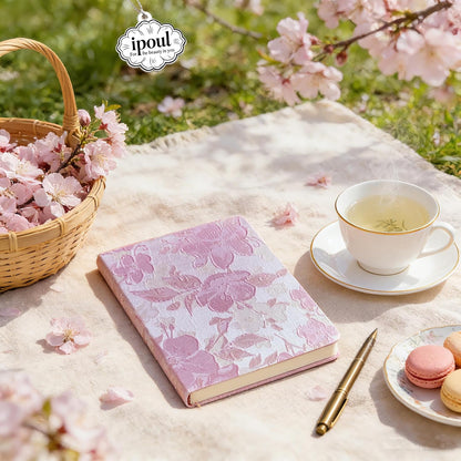 Pink Sketchbook, Cute Sketch Notebook, Drawing Journal, A5, Blank Pages, Unlined Paper, Hardcover, Lay Flat, Pretty Sketchbook for Women, Peach Flowers