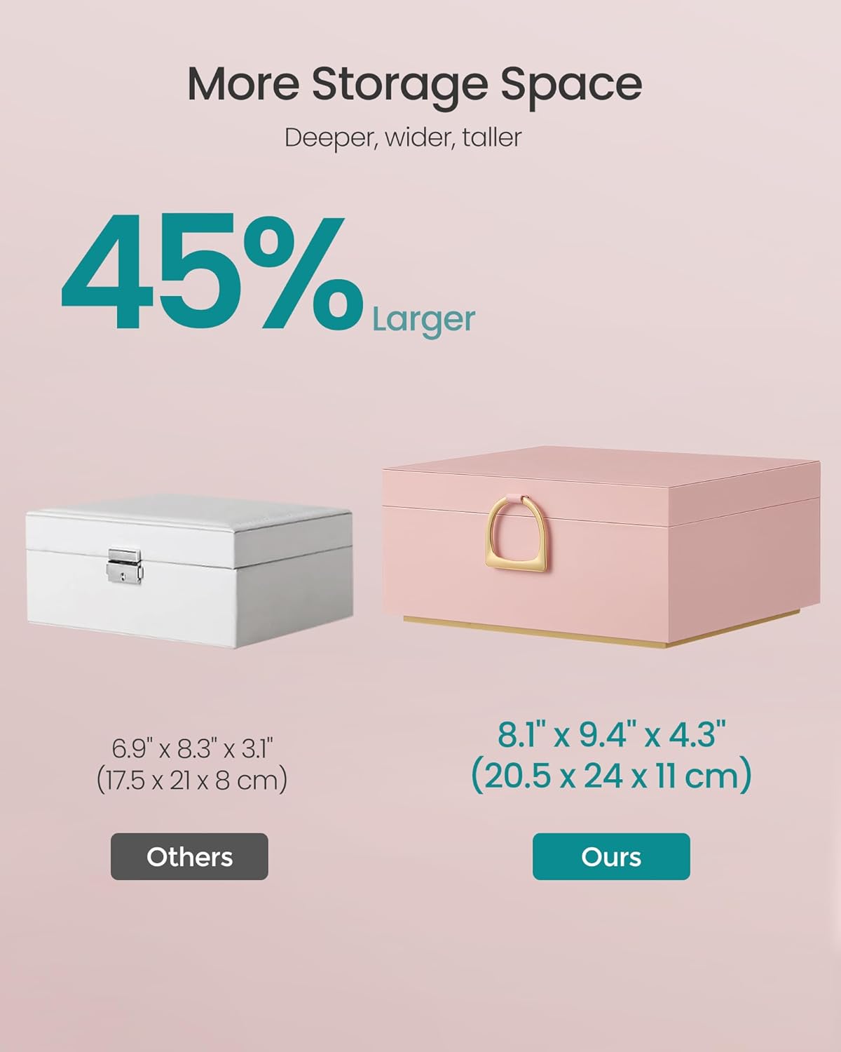 SONGMICS 2-Layer Jewelry Box with Handle, Removable Tray, Floating Effect