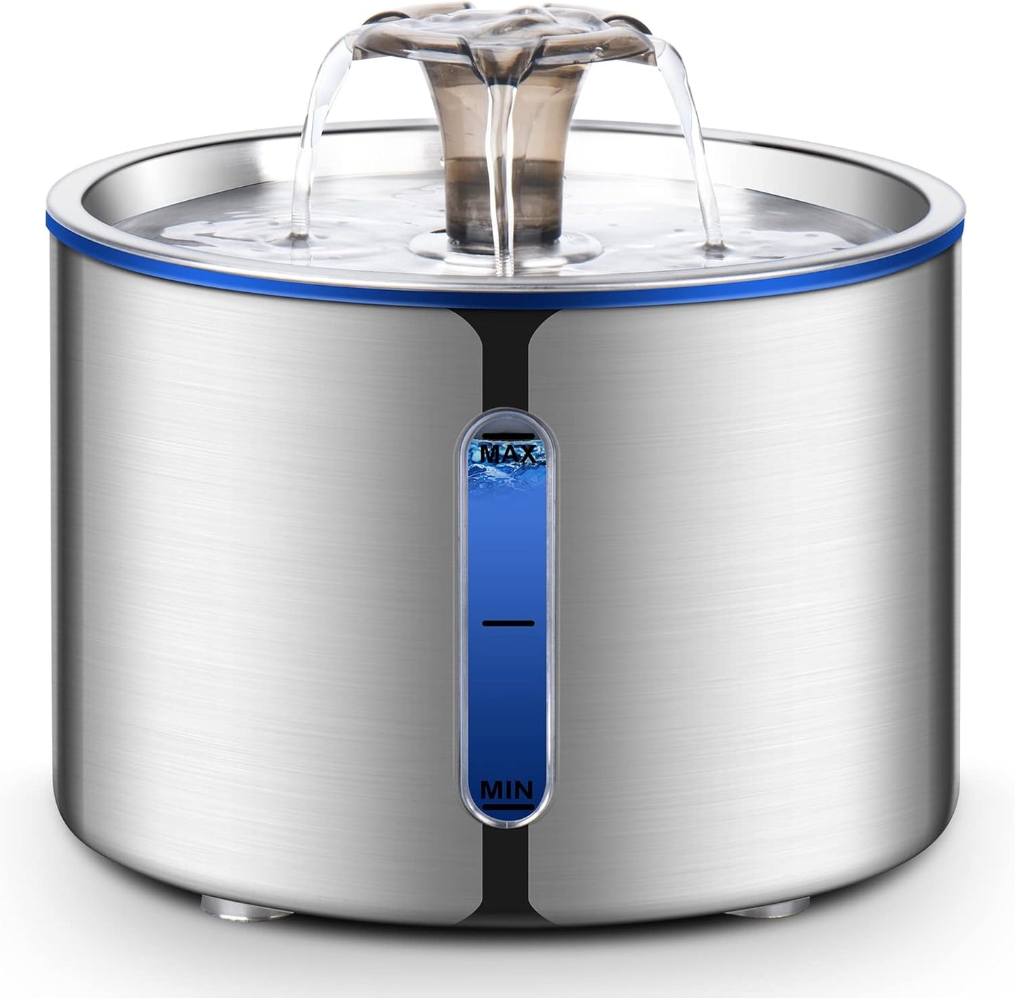 BOORCA Cat Water Fountain, 84oz/2.5L Stainless Steel Pet Water Fountain for Cats, Dogs and Multiple Pets, Automatic Dog Water Dispenser with Water Level Window, Ultra-Quiet Pump