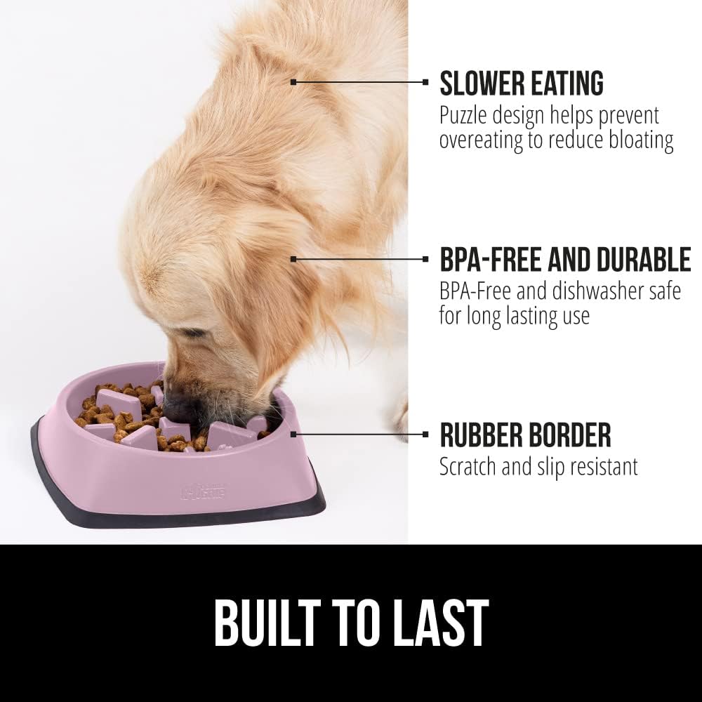 ® Patented Slow Feeder Dog and Cat Bowl, BPA Free, 4 Cup Pink