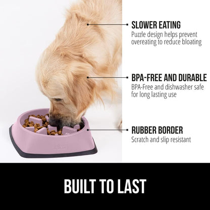 ® Patented Slow Feeder Dog and Cat Bowl, BPA Free, 4 Cup Pink