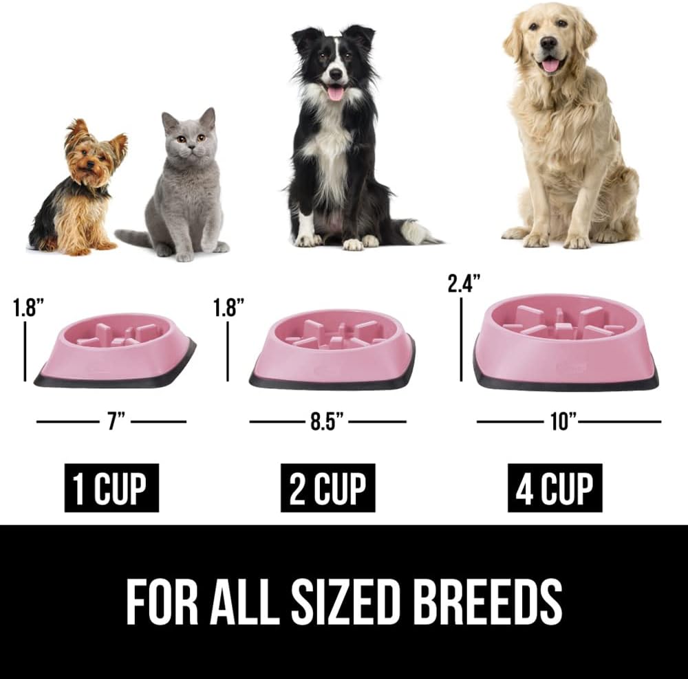 ® Patented Slow Feeder Dog and Cat Bowl, BPA Free, 4 Cup Pink