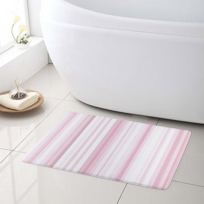Aesthetic Pink Stripe Shower Curtain Sets with Rugs Abstract Geometric Pink and White Vertical Striped Fabric Shower Curtain with Hooks Modern Bathroom Curtains Shower Set, 70x70 inches