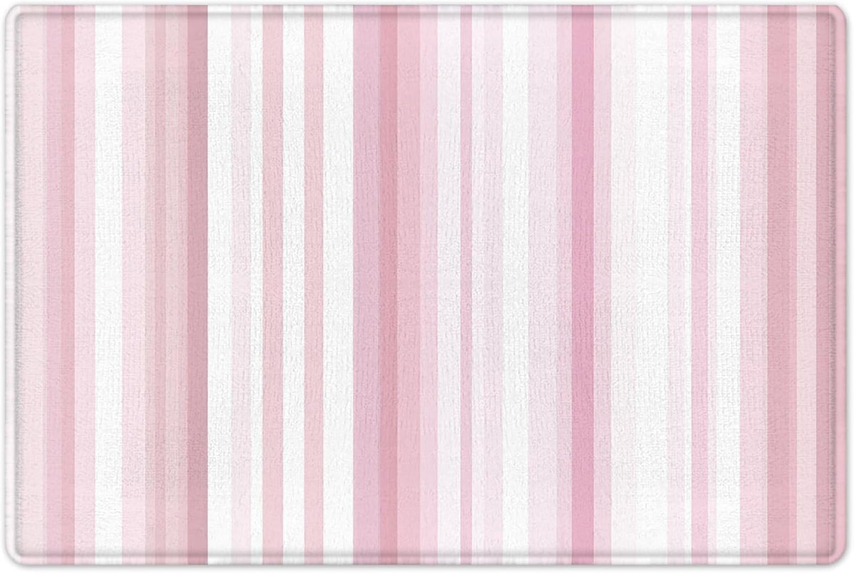 Aesthetic Pink Stripe Shower Curtain Sets with Rugs Abstract Geometric Pink and White Vertical Striped Fabric Shower Curtain with Hooks Modern Bathroom Curtains Shower Set, 70x70 inches
