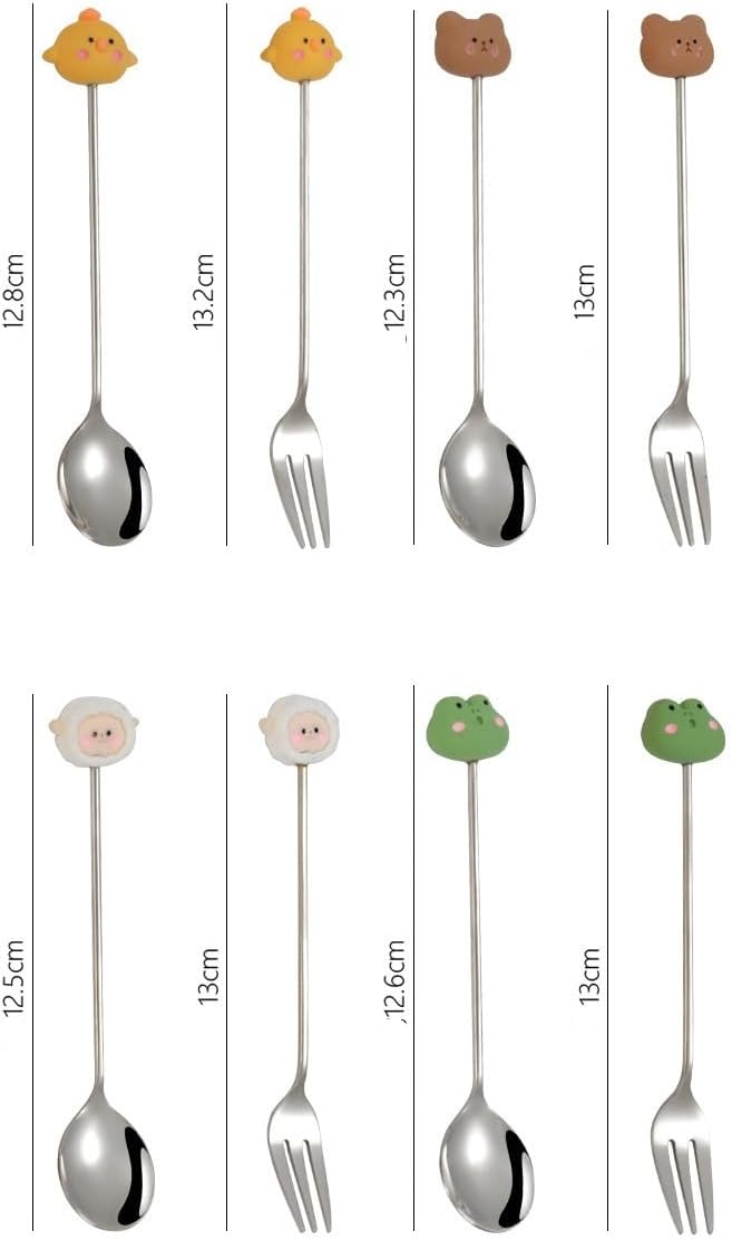 Silverware Set, 1/4/6/8pcs Creative Cartoon Stainless Steel Silver Spoon Cute Stirring Spoon Household Coffee Spoon Fruit Spoon Souvenir Gift Box Tableware, Home Cutlery Flatware Set(Pink,1