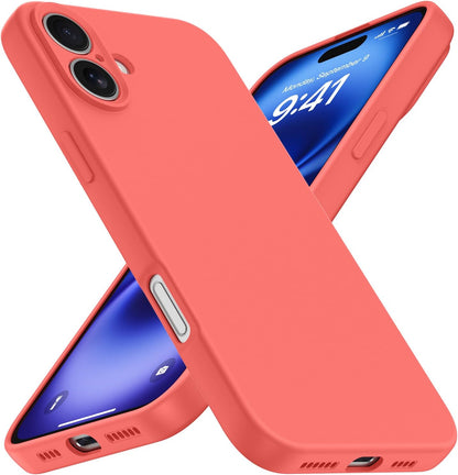 Compatible with iPhone 16 Case, Liquid Silicone Upgrade [Camera Protection] [Soft Anti-Scratch Microfiber Lining] Shockproof Phone Case (Peach)
