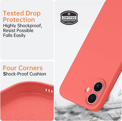 Compatible with iPhone 16 Case, Liquid Silicone Upgrade [Camera Protection] [Soft Anti-Scratch Microfiber Lining] Shockproof Phone Case (Peach)