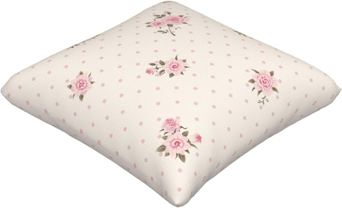 Floral Polka Dot Background Throw Pillow Covers Pink Roses Pillow Cover 20x20 Inch Set of 2 Shabby Chic Rose Flowers Pillowcase Square Cushion Cases for Couch Bed Sofa
