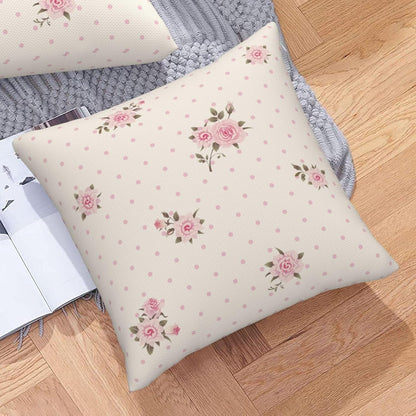 Floral Polka Dot Background Throw Pillow Covers Pink Roses Pillow Cover 20x20 Inch Set of 2 Shabby Chic Rose Flowers Pillowcase Square Cushion Cases for Couch Bed Sofa