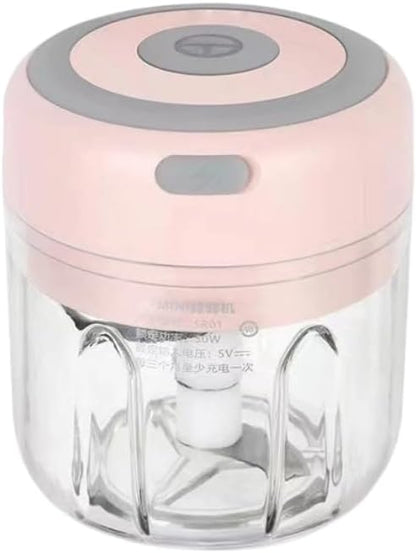Electric Garlic Chopper,USB Rechargeable Mini Portable Vegetable Chopper,Garlic Grinder Masher,Wireless Food Processor for Ginger,Chili,Fruit,Meat garlic grinder masher onion chopper (Pink)