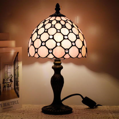 Small Tiffany Stained Glass Table Lamp,Pink