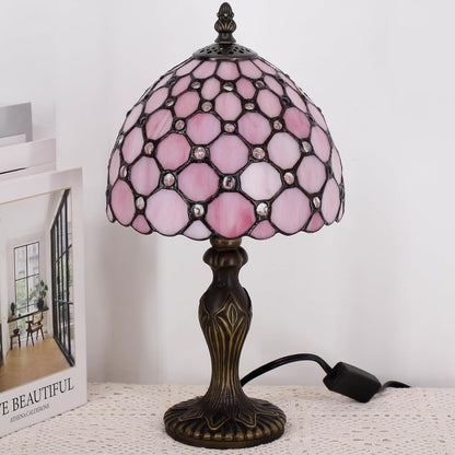 Small Tiffany Stained Glass Table Lamp,Pink