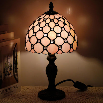 Small Tiffany Stained Glass Table Lamp,Pink