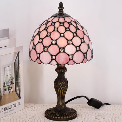 Small Tiffany Stained Glass Table Lamp,Pink